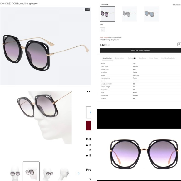 CHRISTIAN DIOR OVERSIZED UNIQUE BLACK FRAME FROM THE DIRECTIONS COLLECTION - Picture 11 of 16